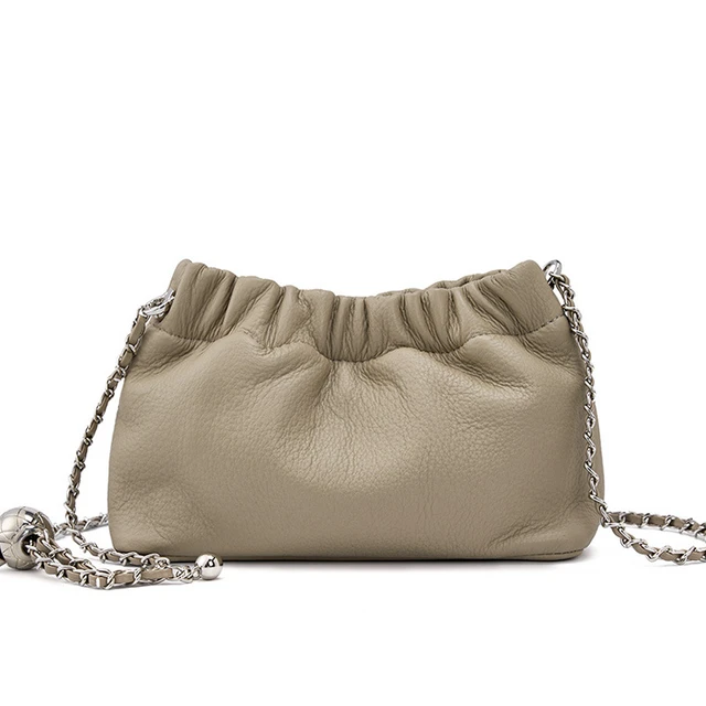 Main image of Genuine Leather Tote Ladies Crossbody Bag Grey