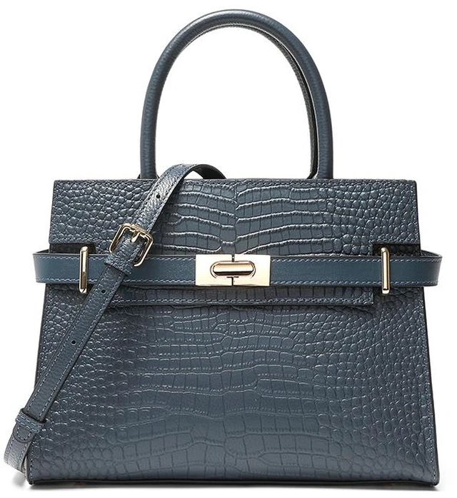 Alt view image 3 of 3 - Large Capacity Genuine Leather Wedding Bag Mother's Handbag Blue
