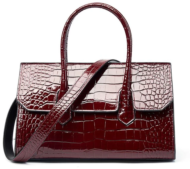 Main image of Genuine Leather Women Tote Bag Shoulder Bag Red