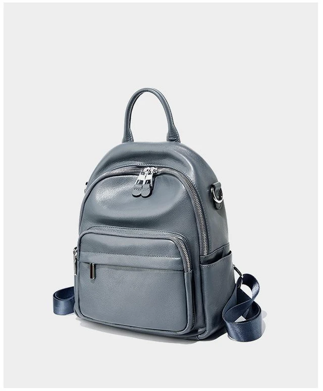 Main image of Genuine Leather Ladies' Large Capacity Travel Backpack Blue