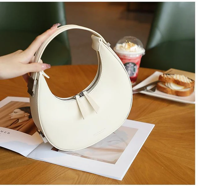 Main image of Women Genuine Leather Moon Handbag White