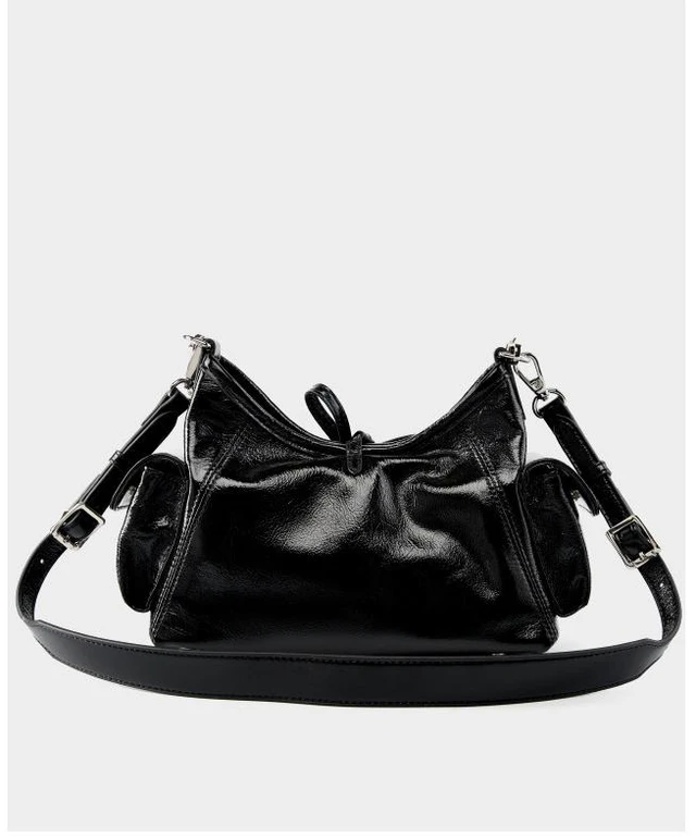Main image of Soft Leather Hobo Handbags for Women Genuine Top Handle Bags Vintage Shoulder Purses Black