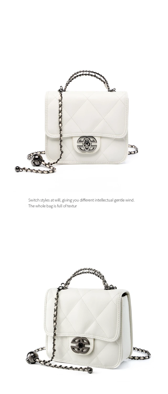 Alt view image 2 of 2 - Women Genuine Leather Cute Tote Handbags Crossbody Bag with Long Strap White