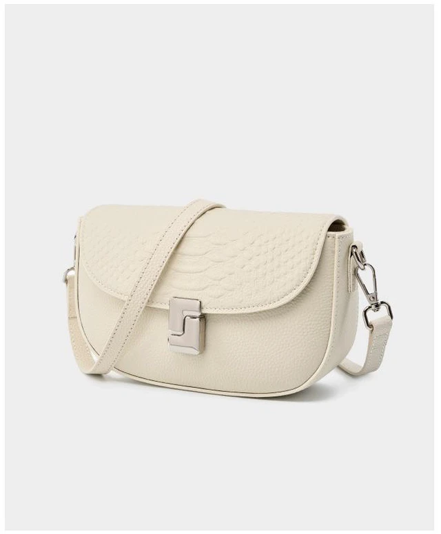 Alt view image 2 of 3 - Ladies' Genuine Leather Crossbody Bag Large Capacity Small Square Bag White