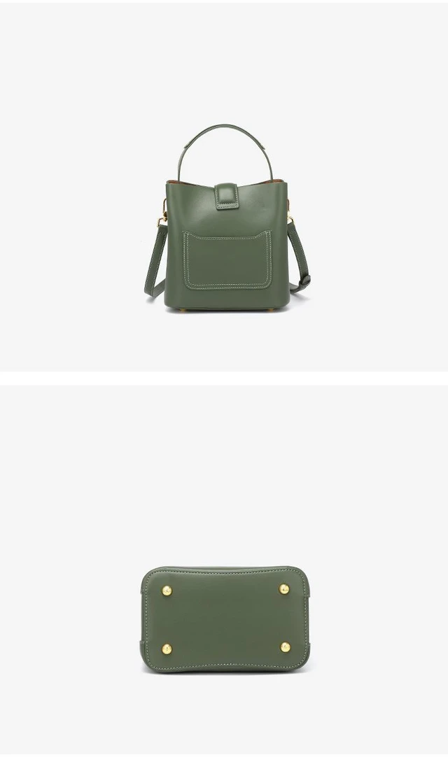 Alt view image 2 of 3 - Genuine Leather Large Capacity Crossbody Bag Green