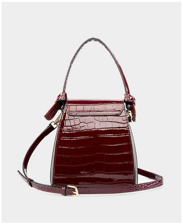 Alt view image 2 of 2 - Women Genuine Leather Handbags Crocodile Pattern Handheld Cross Bag Red