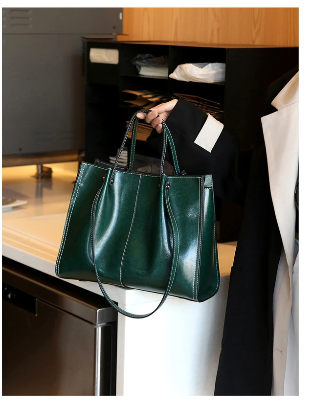 Alt view image 2 of 2 - Genuine Leather Women Shoulder Bag Vintage Crossbody Purse Handbag Green