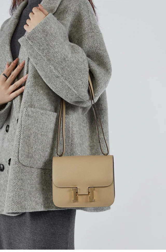Alt view image 2 of 3 - Genuine Leather Women Shoulder Purses and Handbags Grey