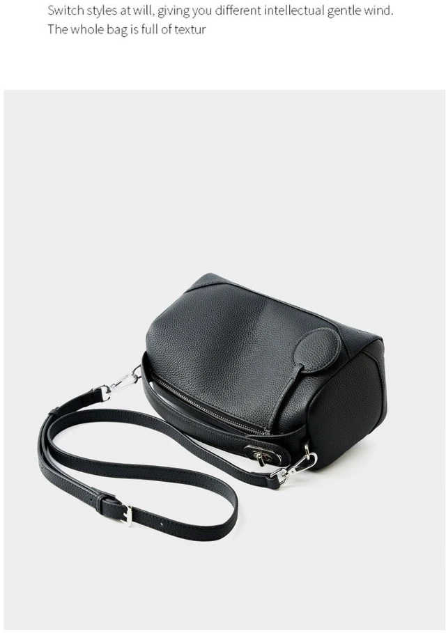 Alt view image 4 of 4 - Genuine Leather Ladies'Shoulder Bag Black