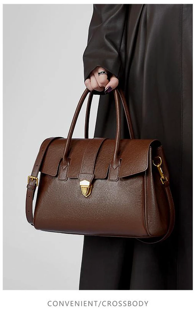 Alt view image 2 of 6 - Genuine Leather Women Handbag and Shoulder Bag Brown