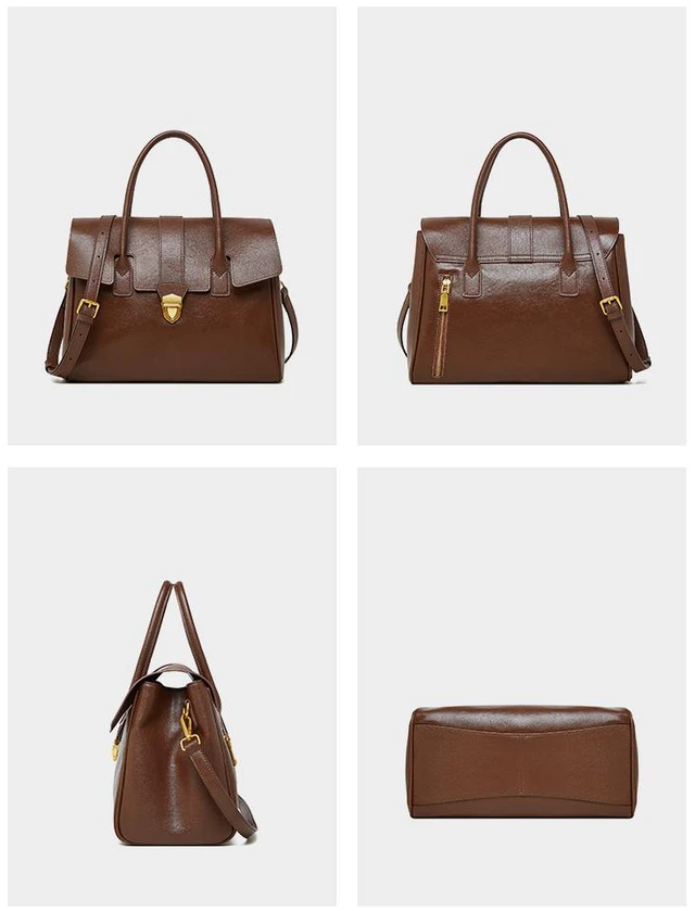 Alt view image 3 of 6 - Genuine Leather Women Handbag and Shoulder Bag Brown