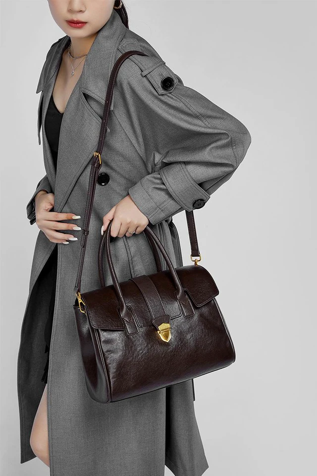 Main image of Genuine Leather Women Handbag and Shoulder Bag Brown