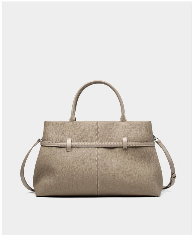 Main image of Genuine Leather Women Large Casual Handbag Grey