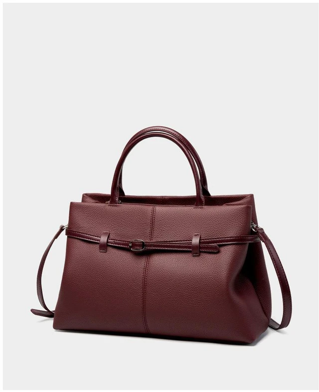 Alt view image 2 of 3 - Genuine Leather Women Large Casual Handbag Red