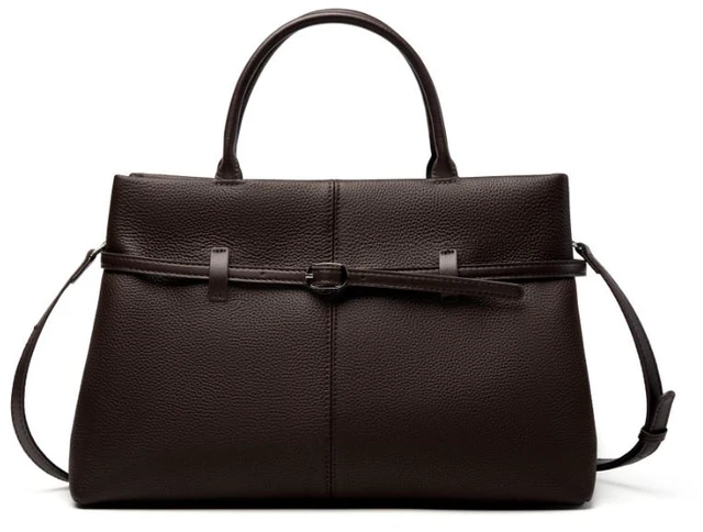 Main image of Genuine Leather Women Large Casual Handbag Brown