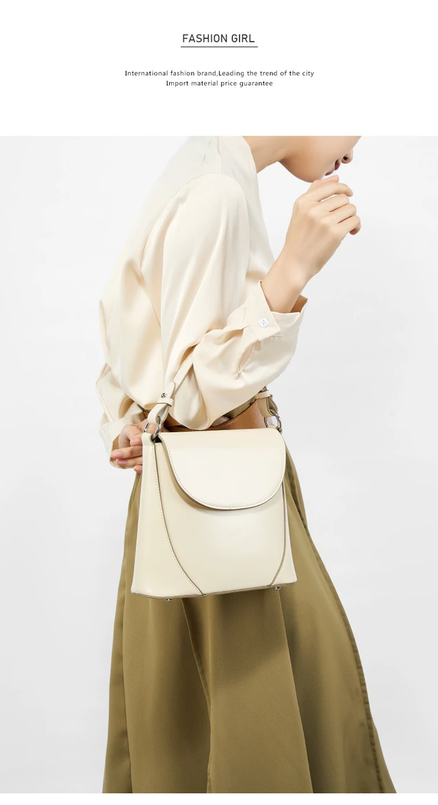 Alt view image 3 of 6 - Genuine Leather Women Crossbody Bag Mini Bag White
