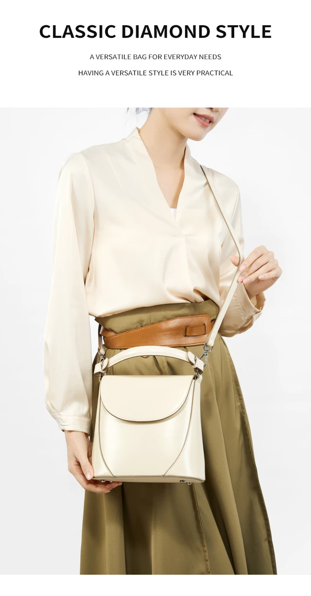 Alt view image 4 of 6 - Genuine Leather Women Crossbody Bag Mini Bag White
