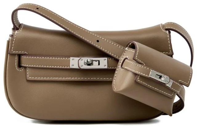 Main image of Genuine Leather Shoulder Bag Ladies Evening Bag Grey