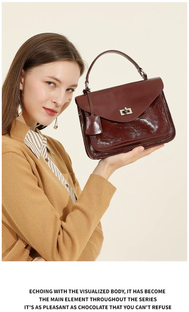Alt view image 2 of 2 - Genuine Leather Women Shoulder Handbag Tote Hobo Purses Handbag Red