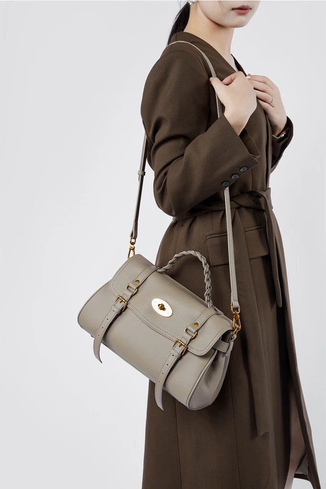 Alt view image 2 of 7 - Genuine Leather Women Crossbody Bags Women's Tote Shoulder Bag Grey