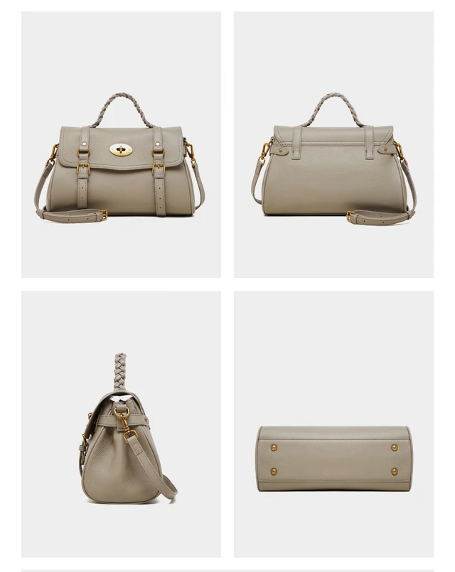 Alt view image 4 of 7 - Genuine Leather Women Crossbody Bags Women's Tote Shoulder Bag Grey