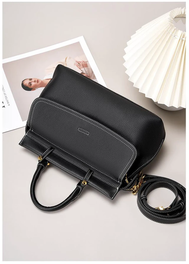 Alt view image 2 of 4 - Genuine Leather Women Western Shoulder Handbag Black