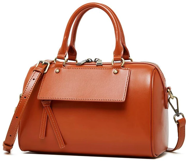 Main image of Genuine Leather Women Crossbody Bag Orange