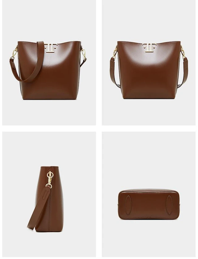 Main image of Women's Genuine Leather Tote Shoulder Handbag Brown