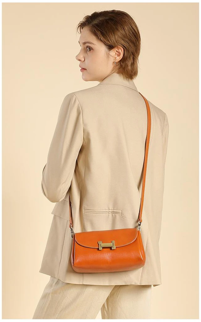 Main image of Women's Genuine Leather Tote Shoulder Handbag Orange