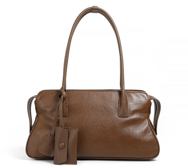 Main image of Genuine Leather Women Shoulder Handbag Tote Hobo Handbag Brown