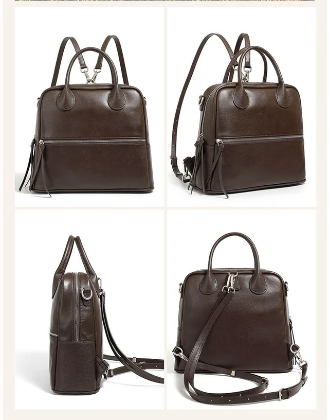 Main image of Genuine Leather Women Shoulder Handbag Tote Hobo Handbag Brown