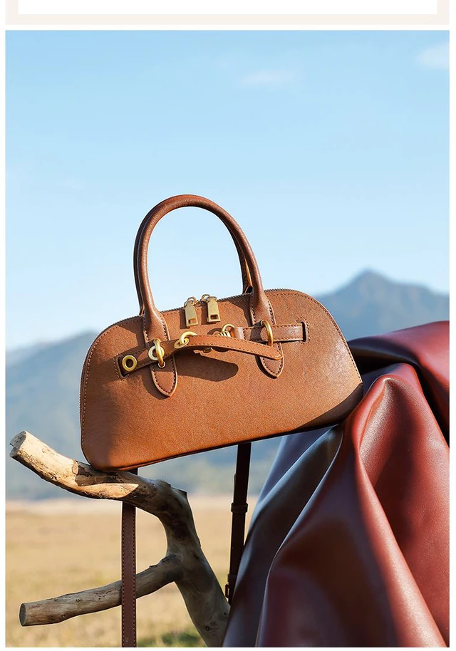 Main image of Women Genuine Leather Purses Handbags Tote Bag Shoulder Bag Brown