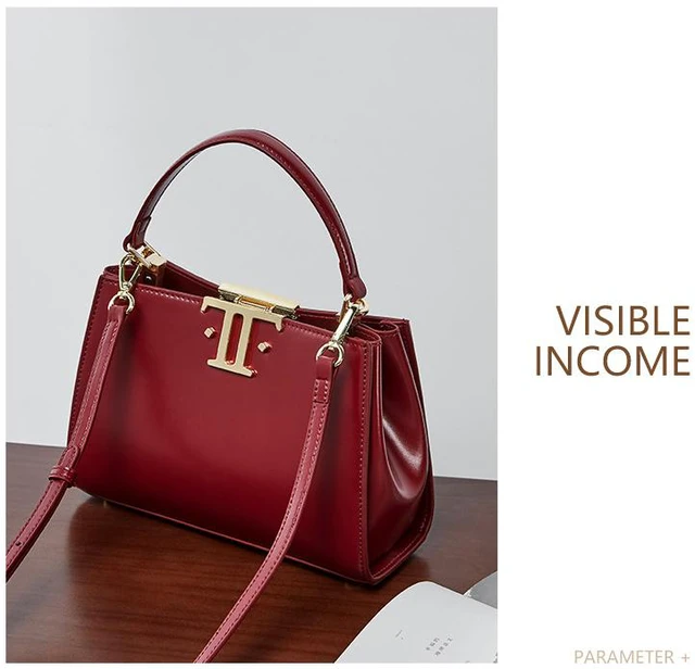 Alt view image 2 of 2 - Genuine Leather Women Shoulder Purses and Handbags Red
