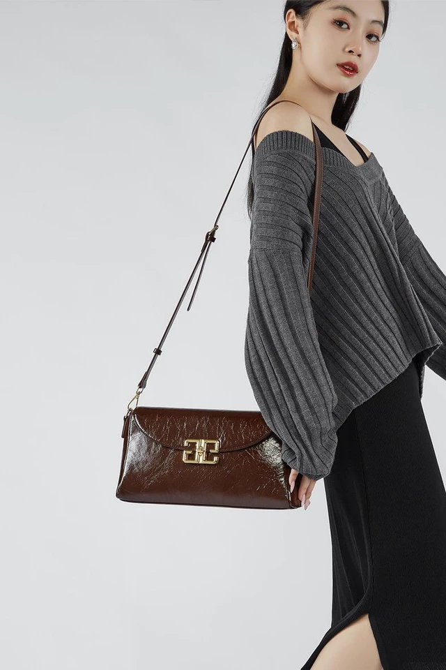 Alt view image 2 of 6 - Ladies' Genuine Leather Shoulder Crossbody Bag Lindy Small Bag Brown