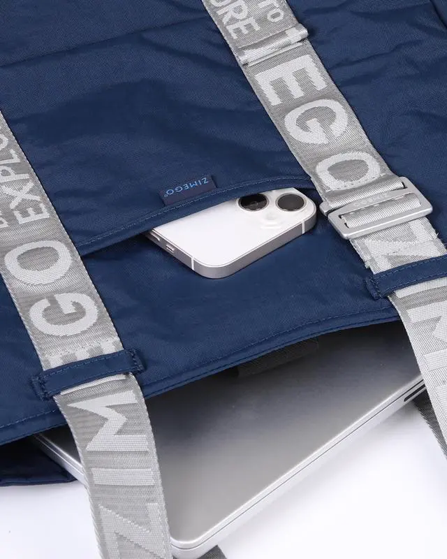 Alt view image 5 of 7 - ZIMEGO Stylish Casual Business Laptop Tote Bag Durable Travel Top Handle Shoulder Bag, Navy