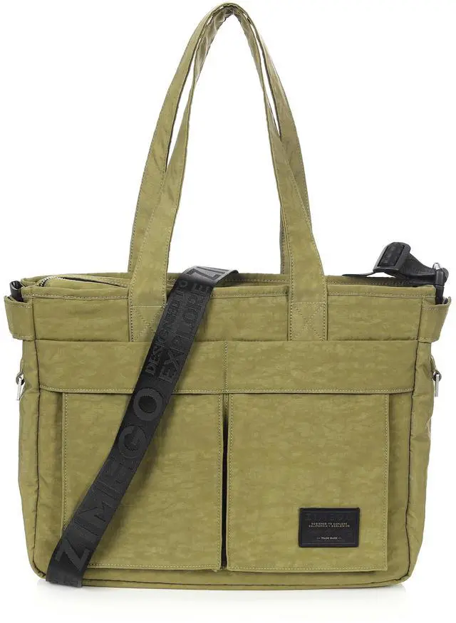 Main image of ZIMEGO Stylish Casual Business Laptop Tote Bag Durable Travel Crossbody Shoulder Bag, Olive