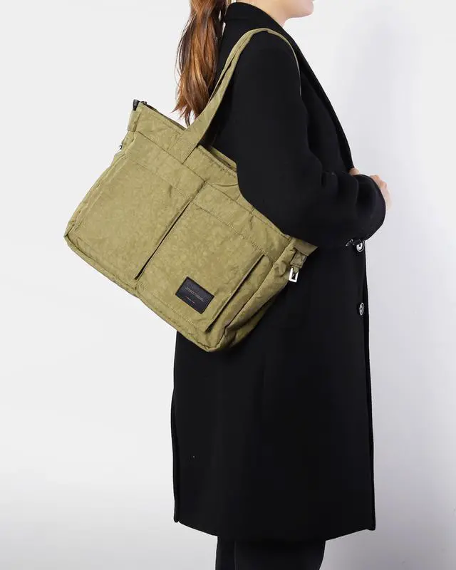 Alt view image 6 of 7 - ZIMEGO Stylish Casual Business Laptop Tote Bag Durable Travel Crossbody Shoulder Bag, Olive