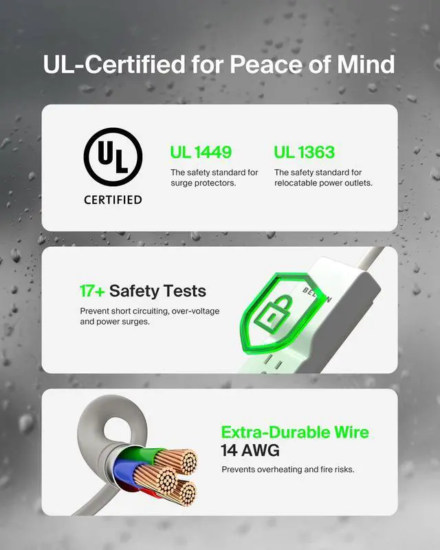 Alt view image 3 of 7 - 6-Outlet Surge Protector Power Strip, 6ft Cord, 360° Rotating Plug - 1080 Joules Protection