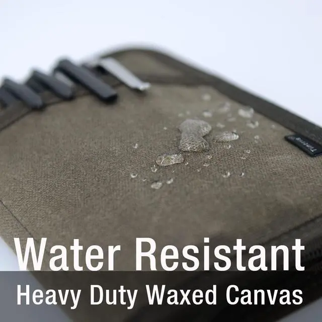 Alt view image 6 of 7 - Journal Cover for Field Notes Notebooks Moleskine Cahier 3.5 x 5.5 with zipper pen holder, Water Resistant Pocket Notebook Cover for Journal Notebook planner, Classy Waxed Canvas, Olive