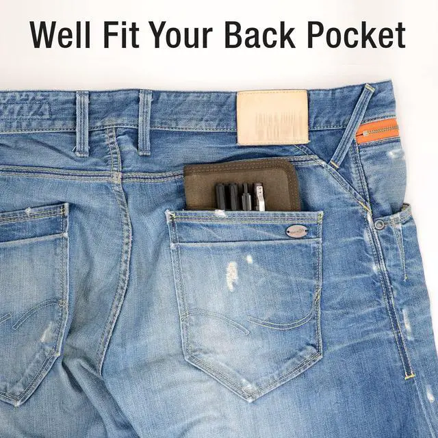 Alt view image 7 of 7 - Journal Cover for Field Notes Notebooks Moleskine Cahier 3.5 x 5.5 with zipper pen holder, Water Resistant Pocket Notebook Cover for Journal Notebook planner, Classy Waxed Canvas, Olive