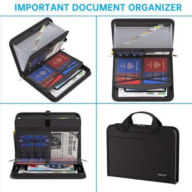 Alt view image 4 of 7 - Accordion File Organizer, Fireproof Expanding File Folder with 13 Pockets Document Organizer with Handle & Labels, Portable Home Travel Safe Storage for Letter A4 Files and More, Black