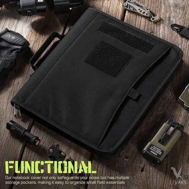 Alt view image 7 of 7 - Portfolio Padfolio Binder Detachable 3-Ring Binder Planner, Zip Tactical Notebook Cover with A4 Letter Paper, Multi-Storage Organizer Handle Bag for Out-Work, Travels, Office & School