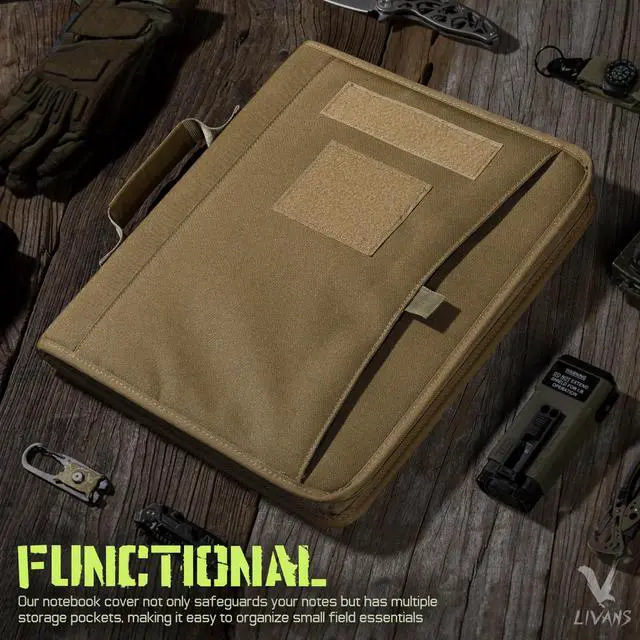 Alt view image 7 of 7 - Portfolio Padfolio Binder Detachable 3-Ring Binder Planner, Zip Tactical Notebook Cover with A4 Letter Paper, Multi-Storage Organizer Handle Bag for Out-Work, Travels, Office & School