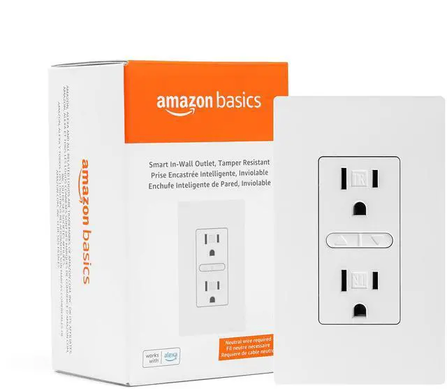 Main image of Smart In-Wall Outlet, Works with Alexa Only, Individually Controlled Outlets, Voice Control, WiFi, 15 Amps, 2.4 GHz, No Hub Required, White