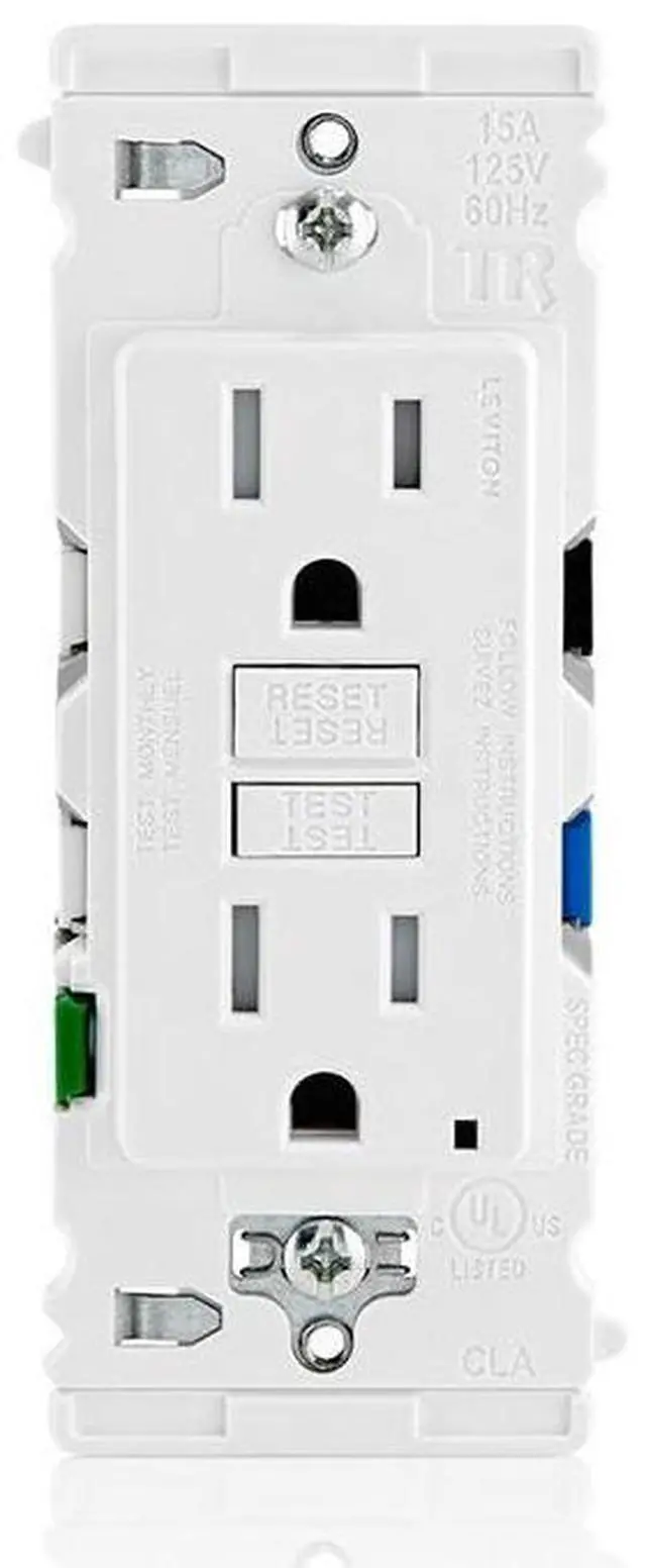 Main image of Lever Edge 15 Amp Self-Test, Tamper Resistant GFCI Outlet, EGFT1-W, White