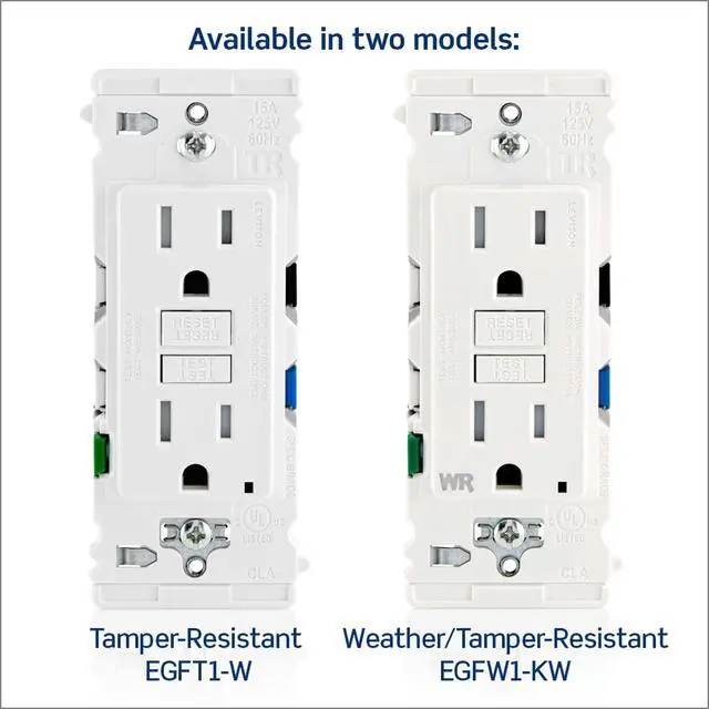 Alt view image 7 of 7 - Lever Edge 15 Amp Self-Test, Tamper Resistant GFCI Outlet, EGFT1-W, White