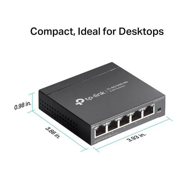Alt view image 4 of 7 - TL-SG105S-M2 | 5-Port Multi-Gigabit 2.5G Ethernet Switch | Unmanaged Network Switch | Ethernet Splitter | Plug & Play | Desktop/Wall Mount | Silent Operation