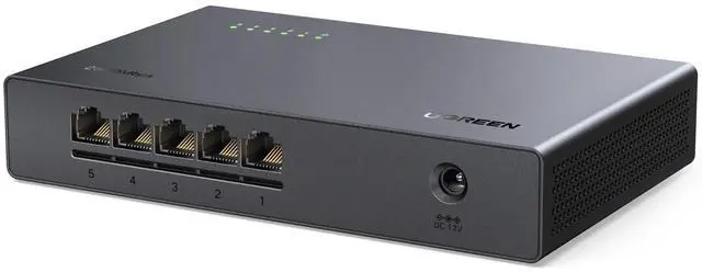 Main image of 2.5Gb Switch, 5-Port Ethernet Switch, 5 x 2.5Gb Uplink, Plug & Play, Unmanaged Ethernet Splitter, Desktop/Wall Mount Network Hub, with LED, Fanless Quiet, for NAS, PC, Game Console