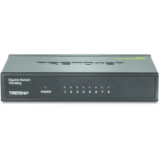 Alt view image 4 of 7 - 8-Port Gigabit GREENnet Switch, Ethernet Network Switch, TEG-S82G, 8 x 10-100-1000 Mbps Gigabit Ethernet Ports, Ethernet Splitter, 16 Gbps, Metal, Lifetime Protection, Black