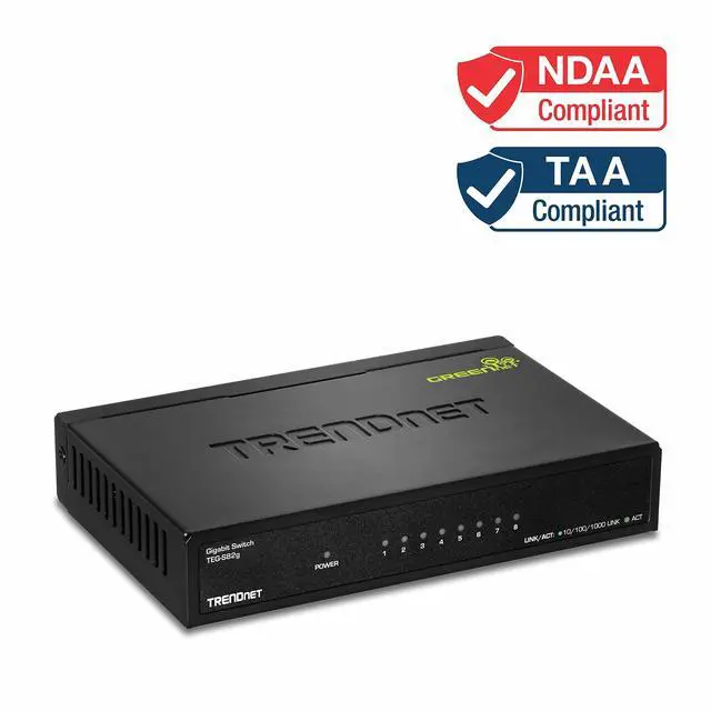 Alt view image 2 of 7 - 8-Port Gigabit GREENnet Switch, Ethernet Network Switch, TEG-S82G, 8 x 10-100-1000 Mbps Gigabit Ethernet Ports, Ethernet Splitter, 16 Gbps, Metal, Lifetime Protection, Black